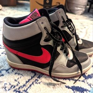 Pink/Black/Gray Nike Force Wedge Sneakers